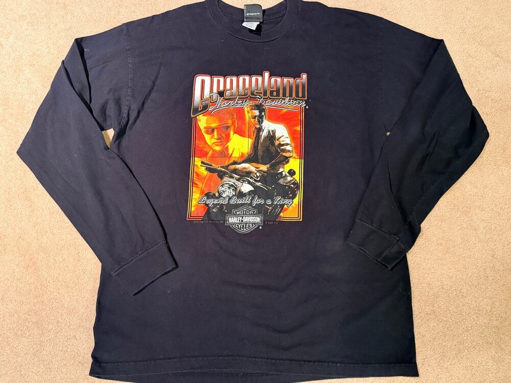 Harley Davidson T Shirt Mens XL Elvis Presley Graceland Memphis Long Sleeve